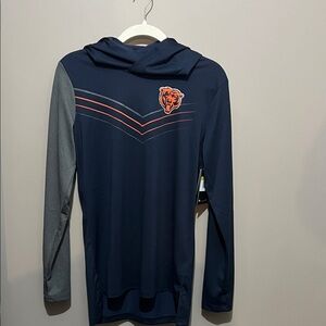 Nike Navy and Gray Long Sleeve Hooded NFL Chicago Bears Dri-Fit
